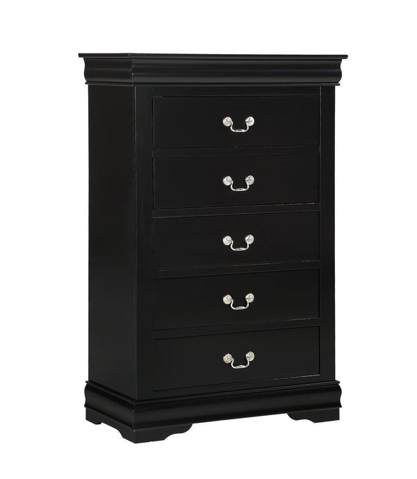 Louis Philip Black 5-Drawer Chest front angle