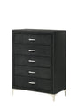 Lucinda Black 5-Drawer Chest front angle showing drawers