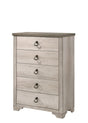 Patterson Chest in driftwood finish front view showing five drawers