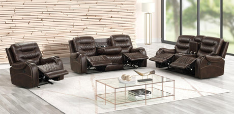 Ashley2002 oversized 3-piece reclining set brown leather gel front view
