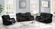 Ashley2001 oversized black leather gel sofa with drop-down table and cupholders