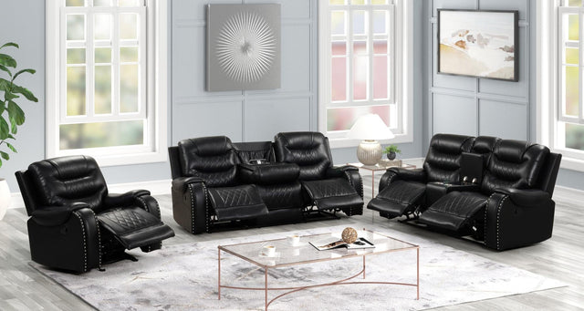 Ashley2001 oversized black leather gel sofa with drop-down table and cupholders