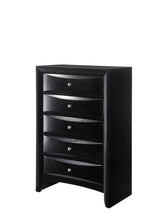 Black Emily Chest with 5 drawers and silver nickel knobs, front view