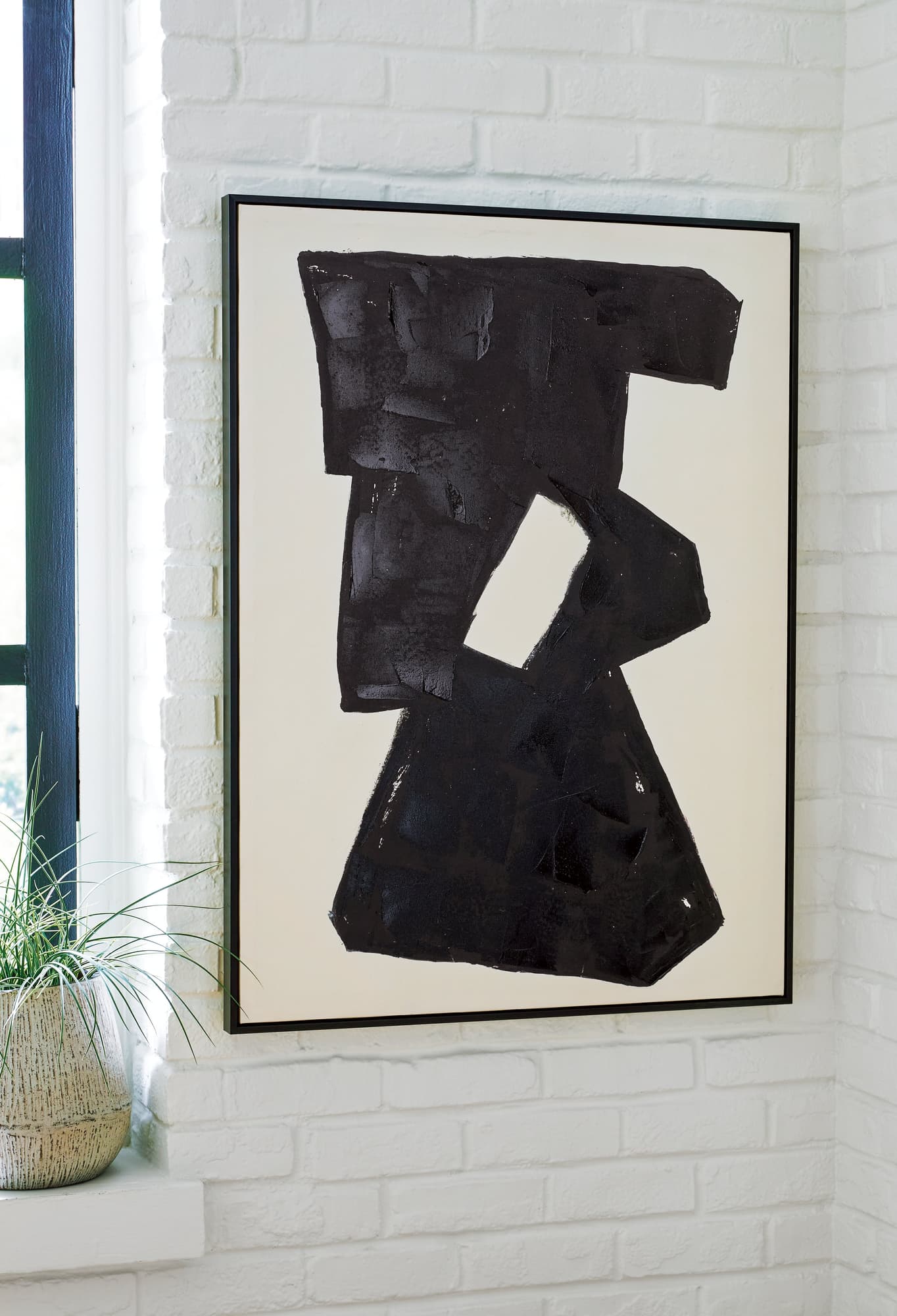 Garviery Wall Art black and cream abstract canvas front view