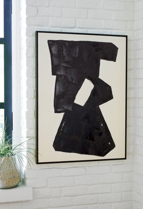 Garviery Wall Art black and cream abstract canvas front view