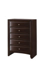 Emily Chest dark cherry finish front view with 5 drawers