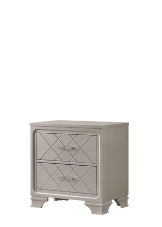 Jaylen night stand cream wood with metal featuring 2 drawers from front angle
