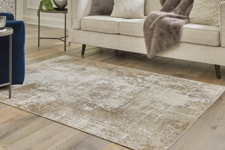 Grifflain 5x7 rug in tan brown gray abstract pattern