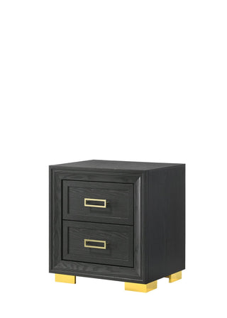 Pepe Night Stand Black/Gold, front view showing two drawers
