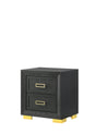 Pepe Night Stand Black/Gold, front view showing two drawers