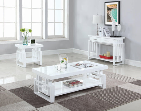 Schmitt White Rectangular End Table front view