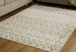 Bunchly tan brown cream 5 by 7 feet area rug front view