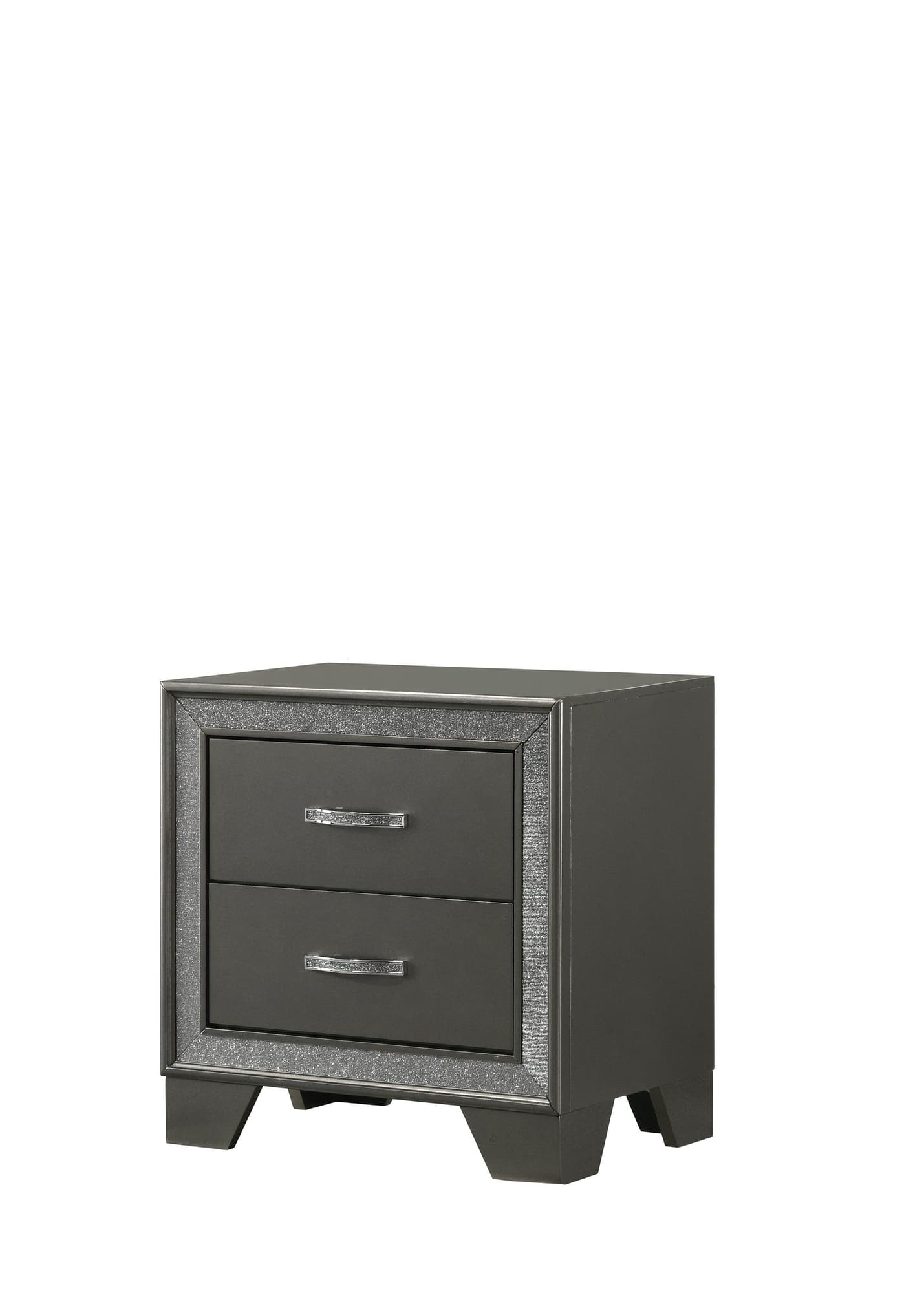 Kaia Gray Night Stand 23.6 by 16 by 24.1 inches front view showing two drawers