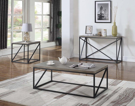 Birdie Square End Table Sonoma Grey - front angle showing drawer