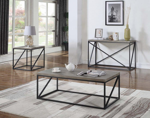 Birdie Square End Table Sonoma Grey - front angle showing drawer