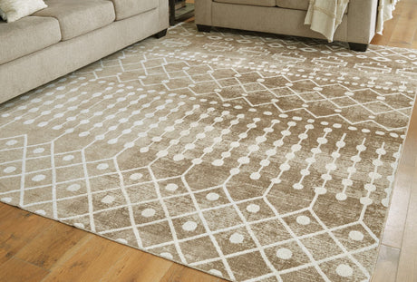 Bunchly Tan Brown Cream 8x10 Rug front view