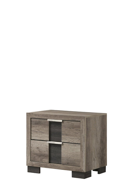 Rangley Night Stand front view showing 6 drawers in black and gray finish