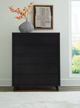 Danziar black wide chest of drawers front view