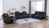 Daytona Black 3-Piece Reclining Sofa Set front view