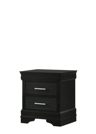 Amalia black night stand with two drawers front view