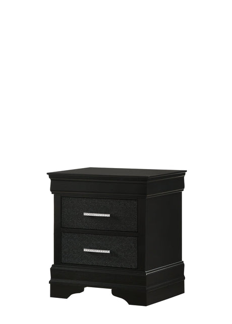Amalia black night stand with two drawers front view