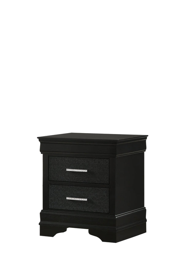 Amalia black night stand with two drawers front view