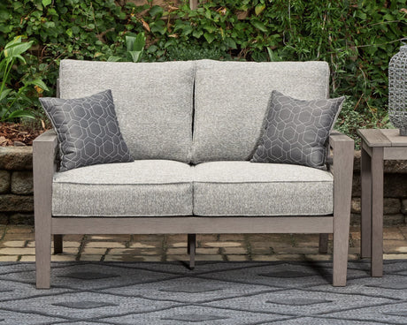 Hillside Barn Gray Brown Outdoor Loveseat front angle