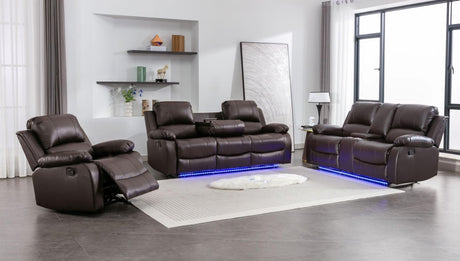 Daytona Brown reclining sofa and loveseat set - front angle view