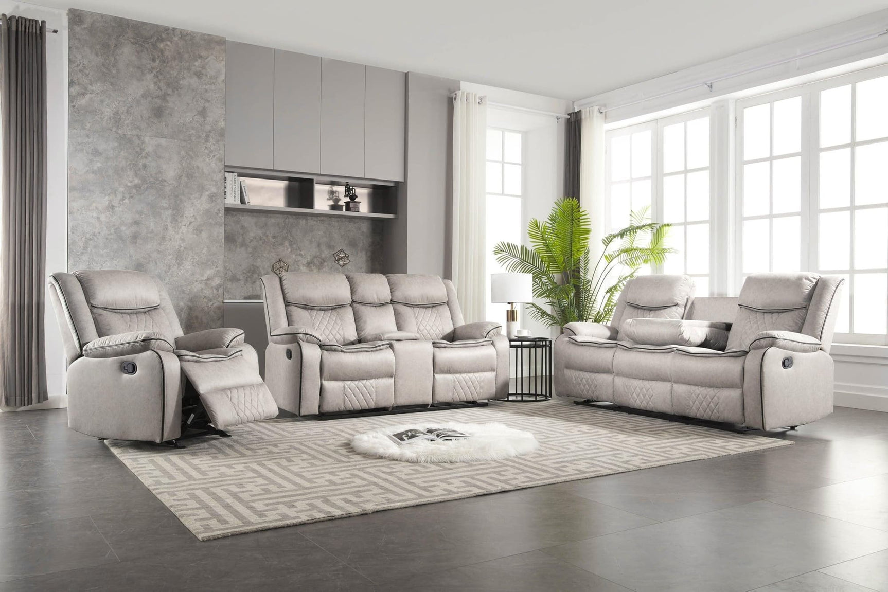 Weston Stone 3-piece reclining living room set front view