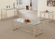 Merced Square Tempered Glass Top End Table Nickel angled view