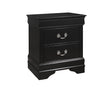 Louis Philip black nightstand with pewter bail hardware, front angle