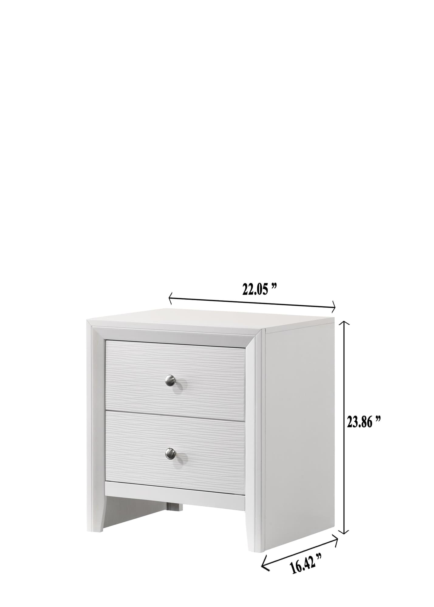 Evan Night Stand white modern wood with 2 drawers front view