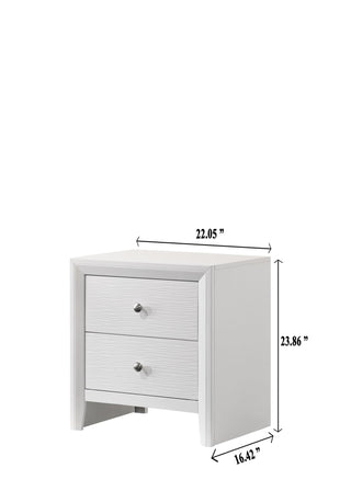 Evan Night Stand white modern wood with 2 drawers front view