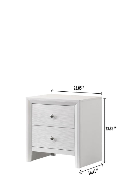 Evan Night Stand white modern wood with 2 drawers front view