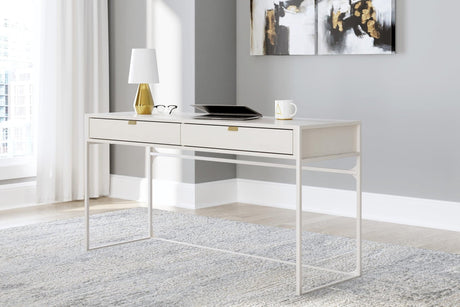 Harlow white office desk front view