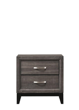 Akerson Night Stand Gray front view showing two curved drawers