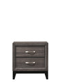 Akerson Night Stand Gray front view showing two curved drawers
