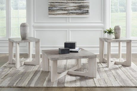 Garnilly Occasional Table Set - front angle showing cocktail and end tables