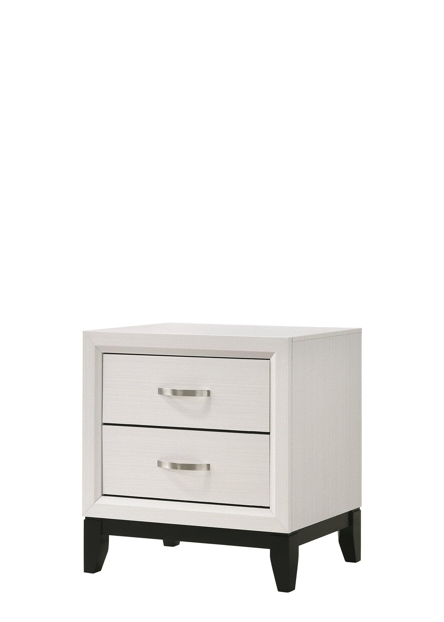 Akerson Chalk Nightstand with geometric patterned surface and curved design