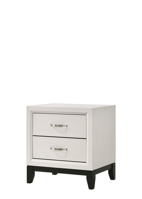 Akerson Chalk Nightstand with geometric patterned surface and curved design