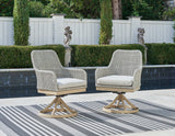 Seton Creek Gray Outdoor Swivel Dining Chair - angled front view