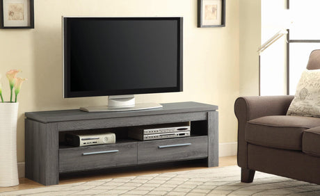 Elkton 2-Drawer TV Console Weathered Grey front view