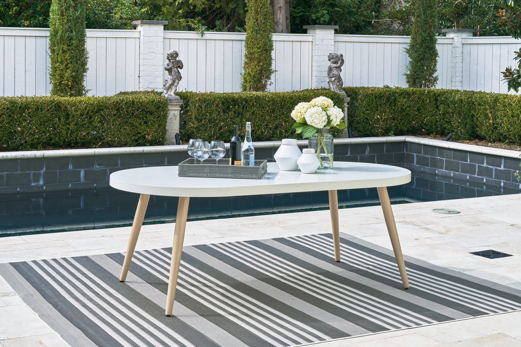 Seton Creek White Outdoor Dining Table front view