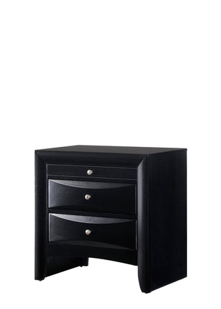 Black Emily Nightstand with 2 spacious drawers, front view