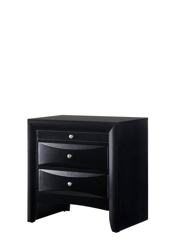 Black Emily Nightstand with 2 spacious drawers, front view