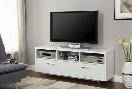 Casey 2 Drawer White Rectangular TV Console front view