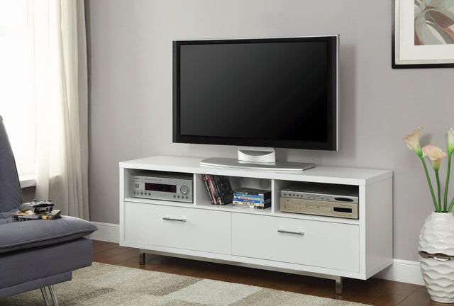 Casey 2 Drawer White Rectangular TV Console front view