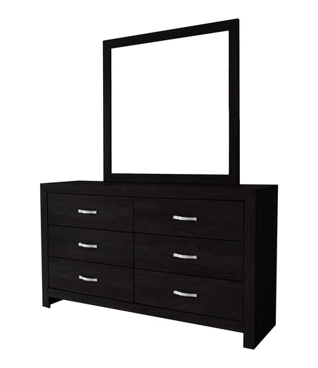 Jaylen Black Modern Dresser front view with 6 drawers