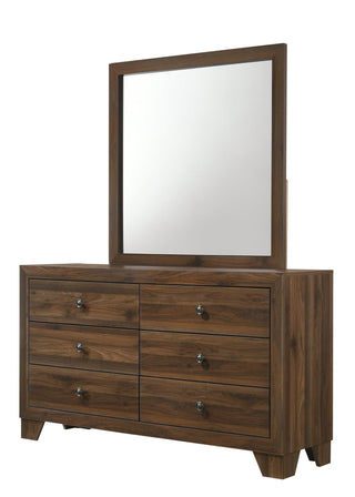 Millie Dresser in brown cherry wood finish showing 6 drawers front view