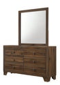 Millie Dresser in brown cherry wood finish showing 6 drawers front view